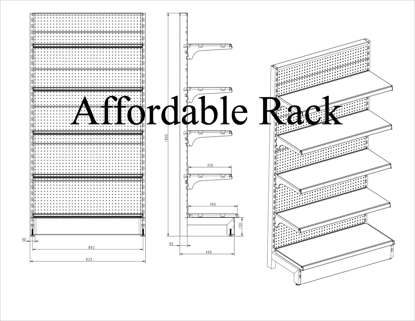 1.8m Black Retail Shelving Single Sided (BRT1800S) - Affordable Rack