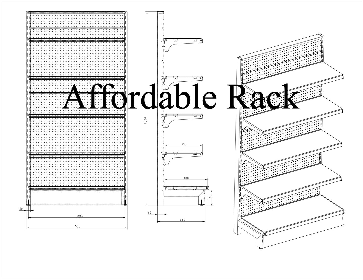 1.8m Black Retail Shelving Single Sided (BRT1800S) - Affordable Rack