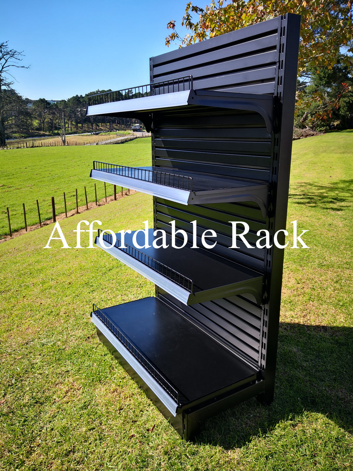 1500mm(H)x900(W)x450(D), Single Side Shelving with Slat Back Boards (B