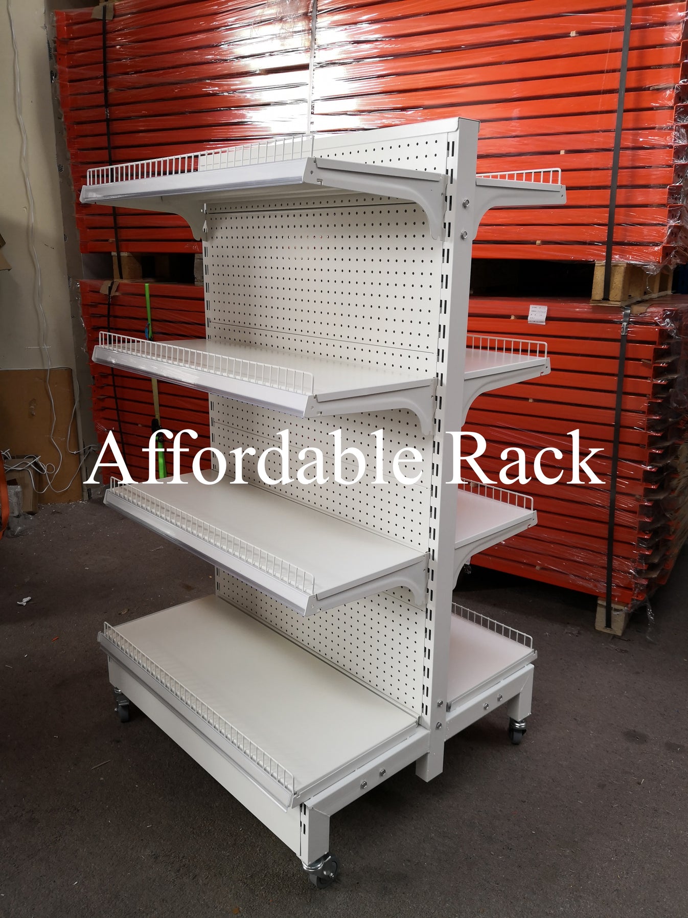 1.6m White Retail Shelving Double Sided with Wheels (CRT1500DWC ...