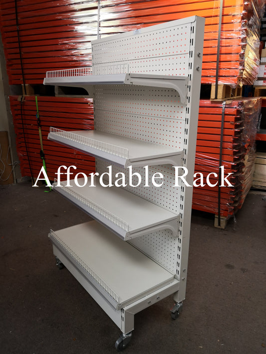 1.6m White Retail Shelving Single Sided with Wheels (CRT1500SWC)